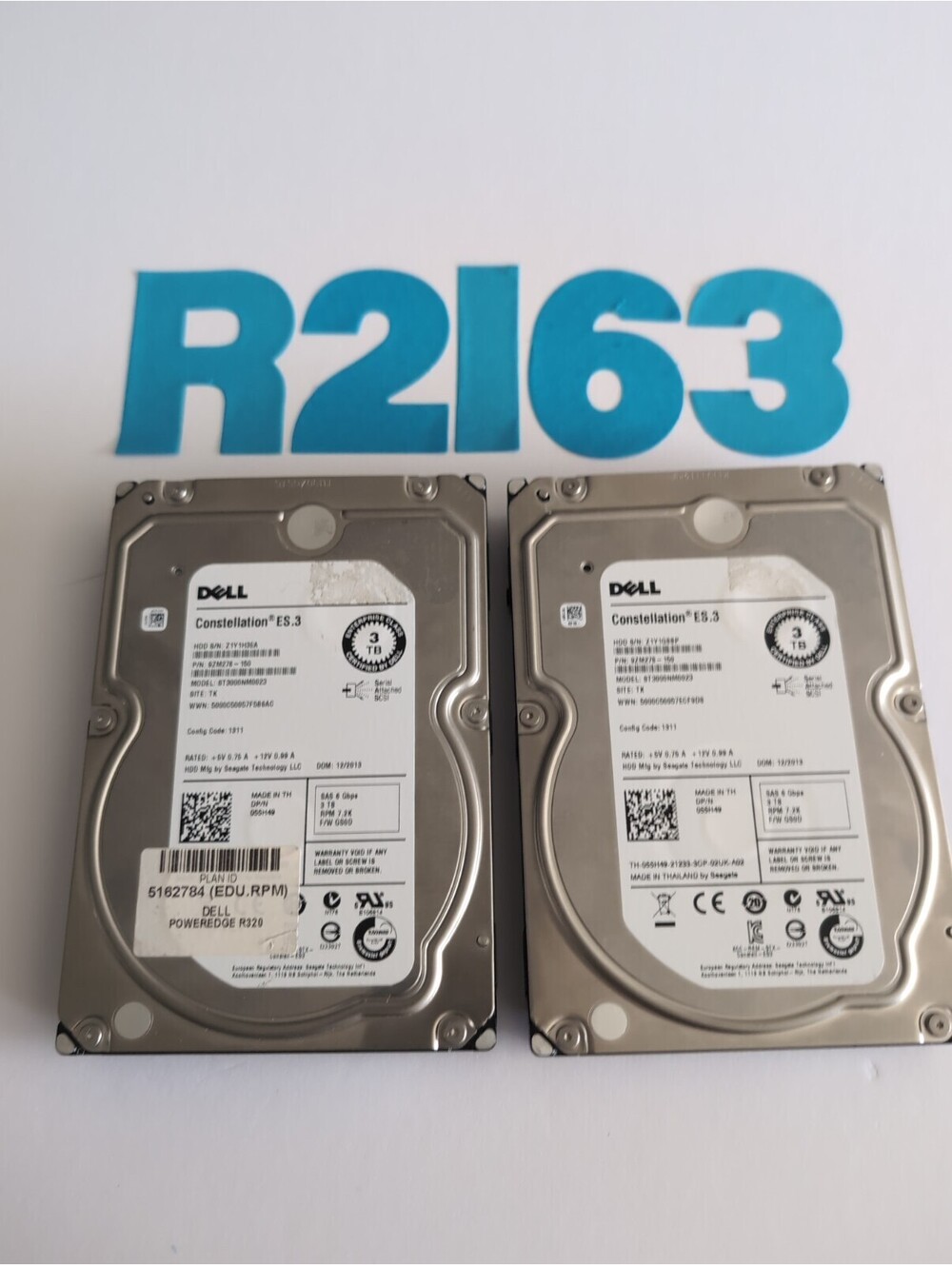 Lot of (2) SEAGATE CONSTELLATION ES.3 3TB 6Gb/s SAS 3.5" HARD DRIVE ST3000NM0023